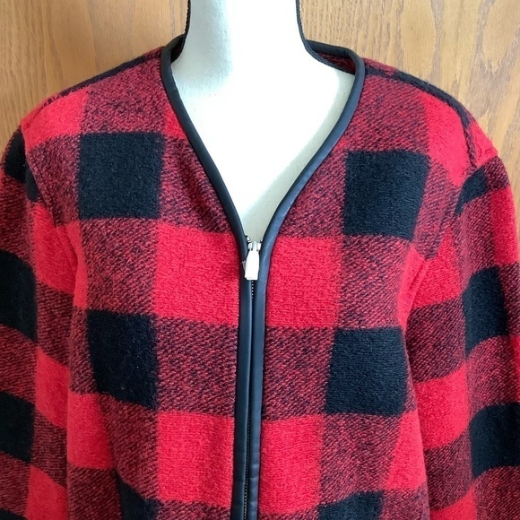NWOT Nikki Jones Montreal Buffalo Plaid Print Zip-Up Jacket Sz-S/P - Picture 3 of 7